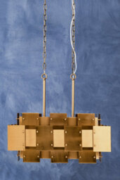 Orsina Metal Brass Finish Pendant Light With Eight Bulbs, Modern Minimalist Chandelier With Bold Square Frames - thumbnail 3