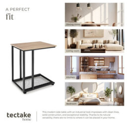 Tectake Bedside Table Eton - Industrial Style, 48 X 35 X 66 Cm - Industrial Wood Light, Oak Sonoma - thumbnail 7