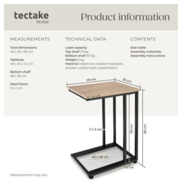 Tectake Bedside Table Eton - Industrial Style, 48 X 35 X 66 Cm - Industrial Wood Light, Oak Sonoma - thumbnail 6