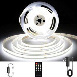Wood Panel Co Cob Led Strip Lights Cool White 6500K 2 X 5 Meter Reels, Flexible, Cuttable And Dimmable - thumbnail 1