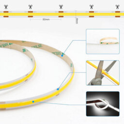 Wood Panel Co Cob Led Strip Lights Cool White 6500K 2 X 5 Meter Reels, Flexible, Cuttable And Dimmable - thumbnail 6