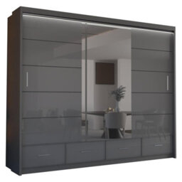 Sliding Wardrobes 4 u LTD Sliding Wardrobes 4U Bradford Modern High Gloss Sliding Door Wardrobe In 3 Colors & Sizes - (Grey - W2550mm, H2200mm) - thumbnail 2