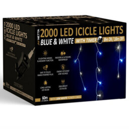 NETTA 2000 Led Icicle Lights 60M Indoor/outdoor Christmas Lights With White Cable - Blue & Cool White