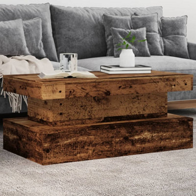 Berkfield Coffee Table With Led Lights Old Wood 90X50X40 Cm - image 1