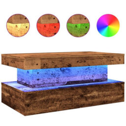 Berkfield Coffee Table With Led Lights Old Wood 90X50X40 Cm - thumbnail 2