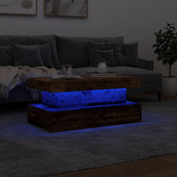 Berkfield Coffee Table With Led Lights Old Wood 90X50X40 Cm - thumbnail 5