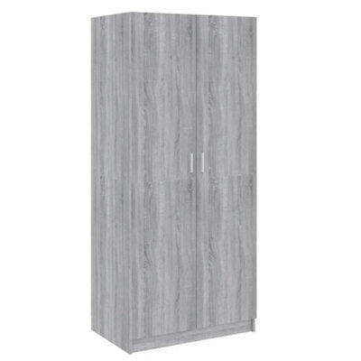 Berkfield Sturdy Wardrobe Grey Sonoma 80X50X180 Cm Engineered Wood