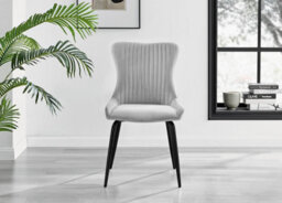 Furniturebox Uk Adley Grey Concrete Effect Storage Dining Table & 4 Light Grey Nora Black Leg Chairs - thumbnail 8