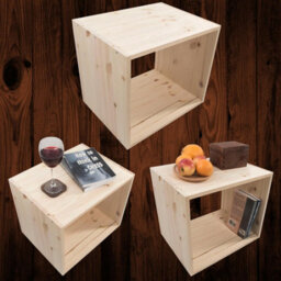 Woodeedoo Set Of 3 Cube Shelving Units Natural Pine Bookcase Storage Diy Freestanding Furniture Room Organisation 45 X 39 X 35 Cm - thumbnail 1