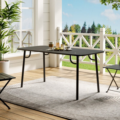 Living And Home Black 160Cm W Outdoor Garden Dining Table With Metal Slatted Top - image 1