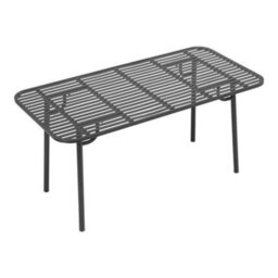 Living And Home Black 160Cm W Outdoor Garden Dining Table With Metal Slatted Top - thumbnail 4