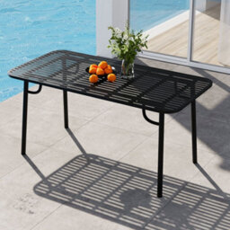 Living And Home Black 160Cm W Outdoor Garden Dining Table With Metal Slatted Top - thumbnail 2