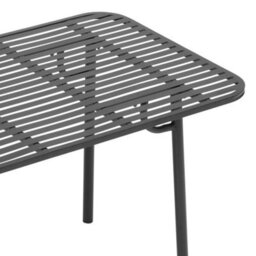 Living And Home Black 160Cm W Outdoor Garden Dining Table With Metal Slatted Top - thumbnail 7