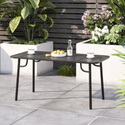 Living And Home Black 160Cm W Outdoor Garden Dining Table With Metal Slatted Top - thumbnail 3