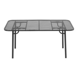 Living And Home Black 160Cm W Outdoor Garden Dining Table With Metal Slatted Top - thumbnail 8