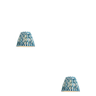 Loops Elegant Set Of 2 Marlin Blue Tapered Lamp Shades - Handcrafted Pleated Design - image 1
