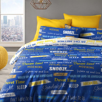 Velosso Vibrant Printed Cotton Blend Duvet Cover & Pillowcase Set, Trendy Bed Set With Button Enclosure, Easy Care For Modern Decor - Blue