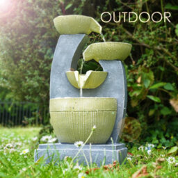 Geezy 4 Tier Bowls Water Feature Outdoor Indoor Led Fountain Waterfall Garden Decor - thumbnail 2