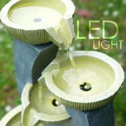Geezy 4 Tier Bowls Water Feature Outdoor Indoor Led Fountain Waterfall Garden Decor - thumbnail 5