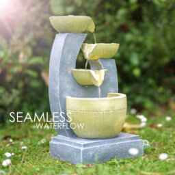 Geezy 4 Tier Bowls Water Feature Outdoor Indoor Led Fountain Waterfall Garden Decor - thumbnail 3