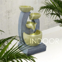 Geezy 4 Tier Bowls Water Feature Outdoor Indoor Led Fountain Waterfall Garden Decor - thumbnail 4