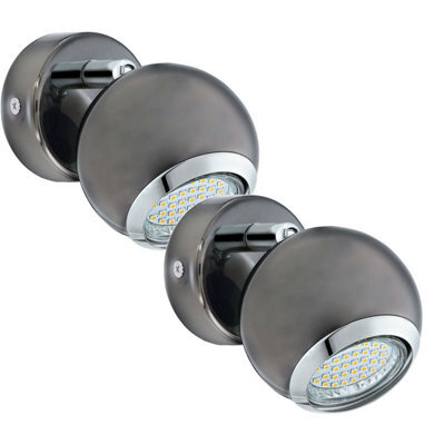 2 Pack Modern Round Wall Spot Lights With Nickel Chrome Finish And Gu10 Bulbs Included - image 1