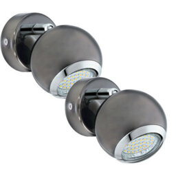2 Pack Modern Round Wall Spot Lights With Nickel Chrome Finish And Gu10 Bulbs Included