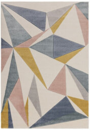 Cream Grey Multicoloured Yellow Geometric 13mm Thick Stain-Resistant Rug For Living Room, & Dining Room-200Cm X 290Cm - thumbnail 4