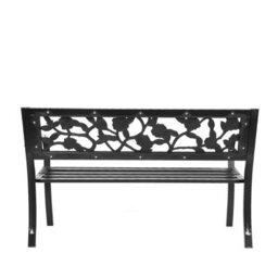 Birchtree 3 Seater Garden Bench Slat Steel Rose Style Park Patio Outdoor Furniture Seat Chair Metal C074 Black - thumbnail 6