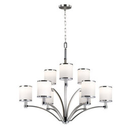 Luminosa Lighting Elstead Prospect Park 9 Light Multi Arm Chandelier Satin Nickel, Chrome Finish, E27