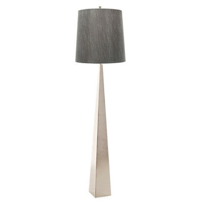 Stylish Dark Grey Floor Lamp With Polished Nickel Finish And Led Bulb