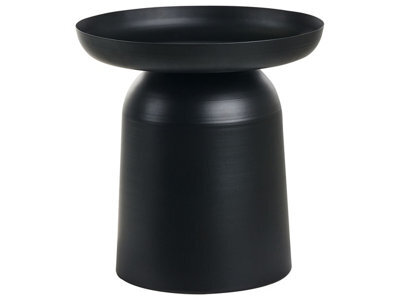 Wyld And Coco Novahome Geometric Black Metal Side Table With Raised Edge, Compact Round (W45 X D45 X H46Cm) - image 1