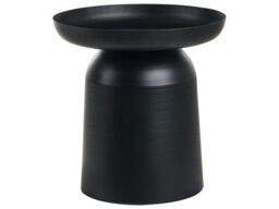 Wyld And Coco Novahome Geometric Black Metal Side Table With Raised Edge, Compact Round (W45 X D45 X H46Cm) - thumbnail 1