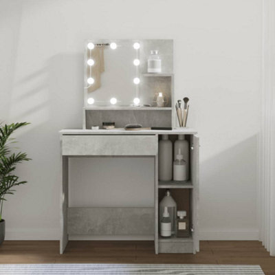 Berkfield Dressing Table With Led Concrete Grey 86.5X35X136 Cm - image 1