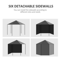 Outsunny 3.9M Outdoor Gazebo Canopy Party Tent With 6 Removable Side Walls - thumbnail 7