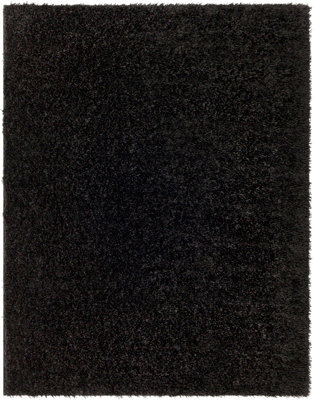 Livabliss Moda Shaggy-Solid Color Black Plush Soft Pile Living Bedroom Rug 200 X 275 Cm Easy Care, Non Shedding - image 1
