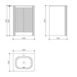 Plum&clay Isla Ribbed Fluted White Freestanding Bathroom Vanity Unit & Black Basin Set (W)600mm - thumbnail 8