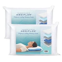 Mediflow Original Hybrid Foam Water Pillow Pair Adjustable Waterbase™ Support, Memory Foam Comfort, Hypoallergenic, 50 X 70Cm