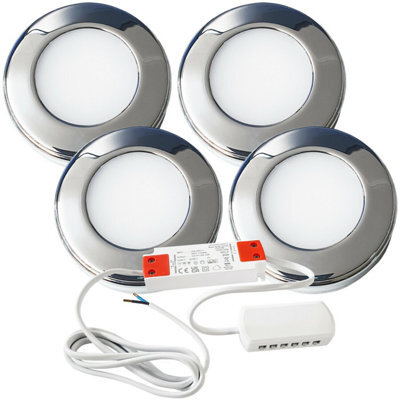4-Pack Chrome Round Led Under Cabinet Lights With Driver Kit - Natural White 4000K - image 1