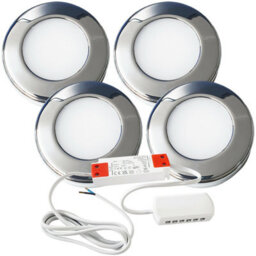 4-Pack Chrome Round Led Under Cabinet Lights With Driver Kit - Natural White 4000K - thumbnail 1