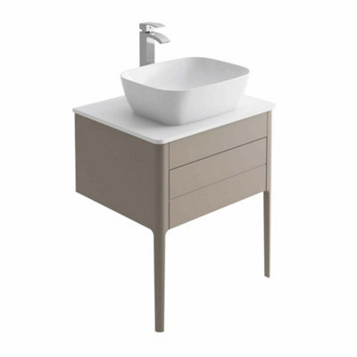 Plum&clay Sutton Grey Floor Standing Bathroom Vanity Unit With Pre-Drilled Tap Hole Worktop (W)630mm (H)700mm - image 1