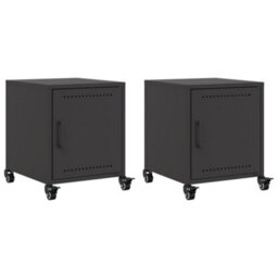Berkfield Bedside Cabinets 2 Pcs Black 36X39X43.5 Cm Steel - thumbnail 2