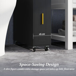 Costway Small Bathroom Storage Cabinet 16Cm Narrow Slim Bathroom Organizer-Black - thumbnail 7