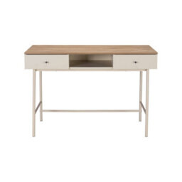 Sweeek - Wood Decor And Iron Desk With 2 Drawers And 1 Compartment Beige 120X55X80 Cm - William - thumbnail 6