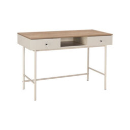 Sweeek - Wood Decor And Iron Desk With 2 Drawers And 1 Compartment Beige 120X55X80 Cm - William - thumbnail 2