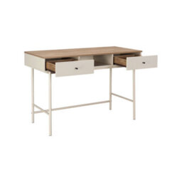 Sweeek - Wood Decor And Iron Desk With 2 Drawers And 1 Compartment Beige 120X55X80 Cm - William - thumbnail 3