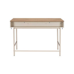 Sweeek - Wood Decor And Iron Desk With 2 Drawers And 1 Compartment Beige 120X55X80 Cm - William - thumbnail 4