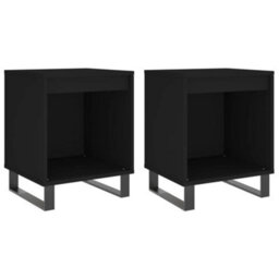 Berkfield Bedside Cabinets 2 Pcs Black 40X35X50 Cm Engineered Wood - thumbnail 2
