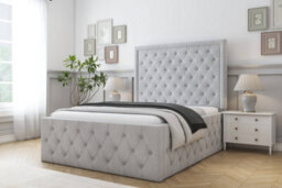 "Sloomy Vienna Silver Naples Bed Frame With Mattress With 50"" Upholstered Headboard 6' Super King" - thumbnail 2