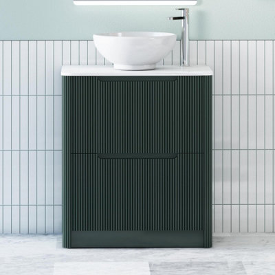 Royal Bathrooms Avenza 700mm Deep Moss Green Floor Standing Countertop Bathroom Vanity Unit 2 Drawer With Breeze Basin - image 1